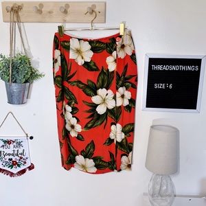 Jupe Portefeuille Dana Buchman 100% Soie Imprimée Fleurs - Taille 14 - Neuve Sans étiquettes